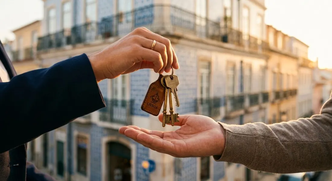 Keys handed over in a Lisbon street.